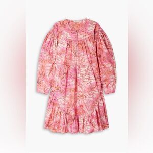 Ulla Johnson Leila Ruffled Floral Print Cotton Poplin Mini Dress - GUC - Sz M